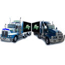 Logo-ul de caricatură al remorcii de camion în stil digital color din fotografie
