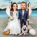 Retrato de desenho animado de casamento personalizado