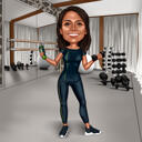 Full Body Fitness Working Out Caricature from Photos with Background