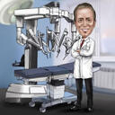Caricatura chirurgica con il robot Da Vinci