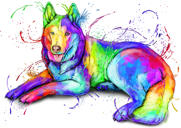 Hauska Tongue Out koiran karikatyyri muotokuva akvarellityyliin valokuvista