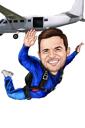 Caricatura de saltador de paracaidista de cuerpo completo de fotos para regalo de paracaidista personalizado