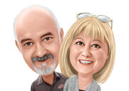 Custom Parents Couple Anniversary Caricature Gift in Color Style Drawn by Artists