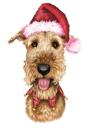Desenho de cachorro com chapéu de Papai Noel para o Natal