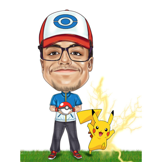 Caricatura personalizada de fotos para fanáticos de Pokémon
