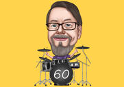 Custom Drummer Caricature from Photos for Drums Lover