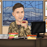 Donuts Eten - Militaire Cartoon
