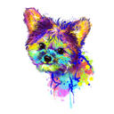 Karikatuurportret van een klein hondje van foto's in heldere aquarelstijl