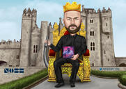 Boss Cartoon som King on Throne