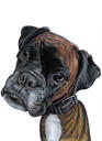 Divertido retrato de caricatura de perro Boxer en estilo de color de fotos