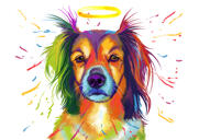 Honden die Rainbow Bridge oversteken - Memorial Dog Portrait in aquarelstijl