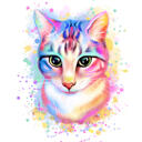 Pastel Watercolor Cat Portrait