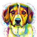 Portret în acuarelă Beagle din fotografii în stil curcubeu