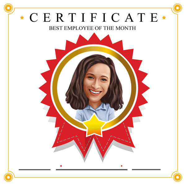 Caricatura do Certificado de Funcionário do Mês