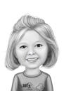Caricature de fille à partir d'une photo en style dessin noir et blanc