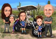 Family of 5 Caricature