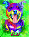 Helkroppshundkarikatyrporträtt i akvarellstil på grön bakgrund