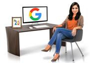 Пользовательский рисунок портрета девушки на стуле с фотографии с одноцветным фоном