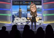 Television Presenter Cartoon Portrait with Custom Background