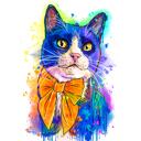 Portrait de chat arc-en-ciel aquarelle