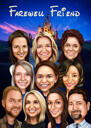 Group Caricature from Photos in Colored Digital Style