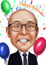 Caricatură de ziua de naștere cu baloane pentru el din fotografii