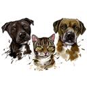 Ritratto di animali domestici ad acquerello in colori naturali