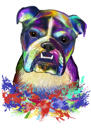 Rainbow Watercolor Bulldog Portrait from Photos