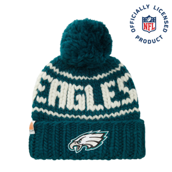 10. Sildiet aukstās ausis ar The Eagles NFL cepurīti, kas papildināta ar Yarn Pom Pom.-0