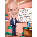 Person Professions Caricature in Funny Exaggerated Style with Custom Background
