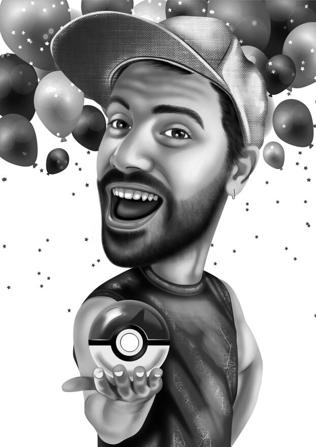 Tillykke med tegning i sort og hvid