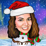 Santa Hat Snowman Caricature