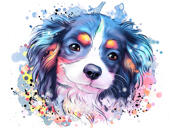 Portret câine acuarelă pastel din fotografii