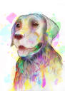 Sjovt hundeportræt tegneserieportrætbillede i ømme pasteller håndtegnet fra fotos