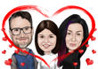 Valentijnsdag+paar+karikatuur+in+hart