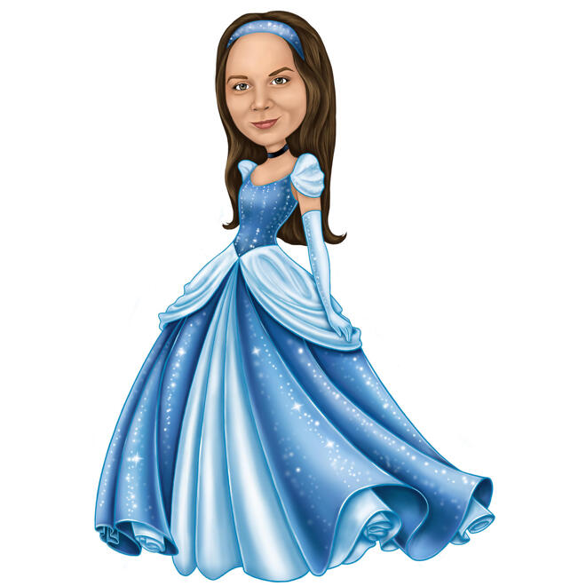 Cinderella Caricature Gift in Colored Style from Photos
