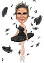 Divertida caricatura de bailarina en estilo caricaturesco exagerado extraído de tus fotos