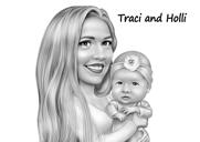 Retrato de mãe e filho em desenho animado