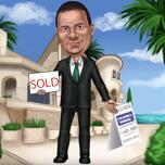 Dibujos animados personalizados para agentes inmobiliarios con fondo