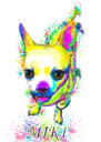 Acquerello pastello corpo intero Chihuahua fumetto ritratto disegno arte