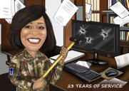 Kvinnlig militär tecknad filmteckning
