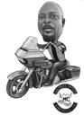 Caricatură de motocicletă în stil alb-negru