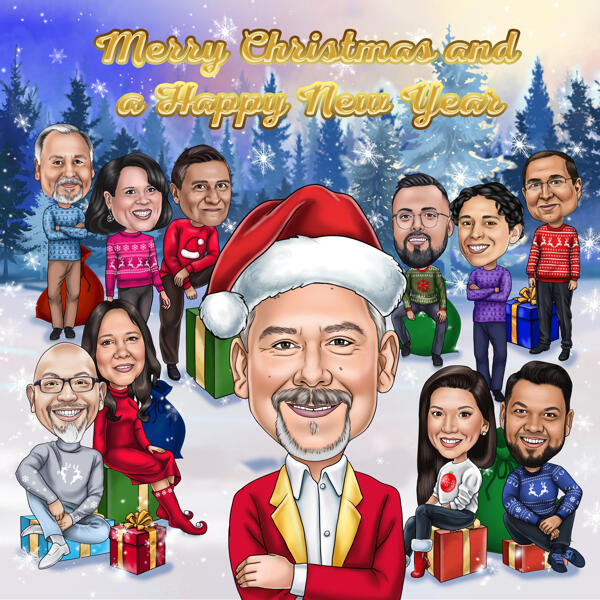 Boss Christmas Gift Caricature from Photos