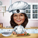 Exaggerated Lady Chef Cartoon