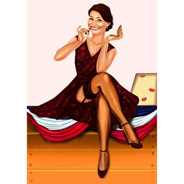 Pin-up Portrait from Photos in Colored Style