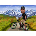 Mountain Biking Rider - Custom Caricature
