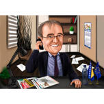 Geschäftsmann am Arbeitsplatz Cartoon-Porträt von Fotos für Manager-Geschenk