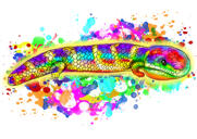 Retrato de caricatura de leopardo Gecko en estilo acuarela para regalo de propietarios de reptiles