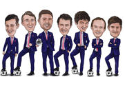 Karikatuur van de bruidsjonkersgroep