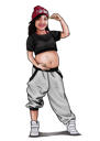 Pregnancy Announcement Caricature of Full Body Woman